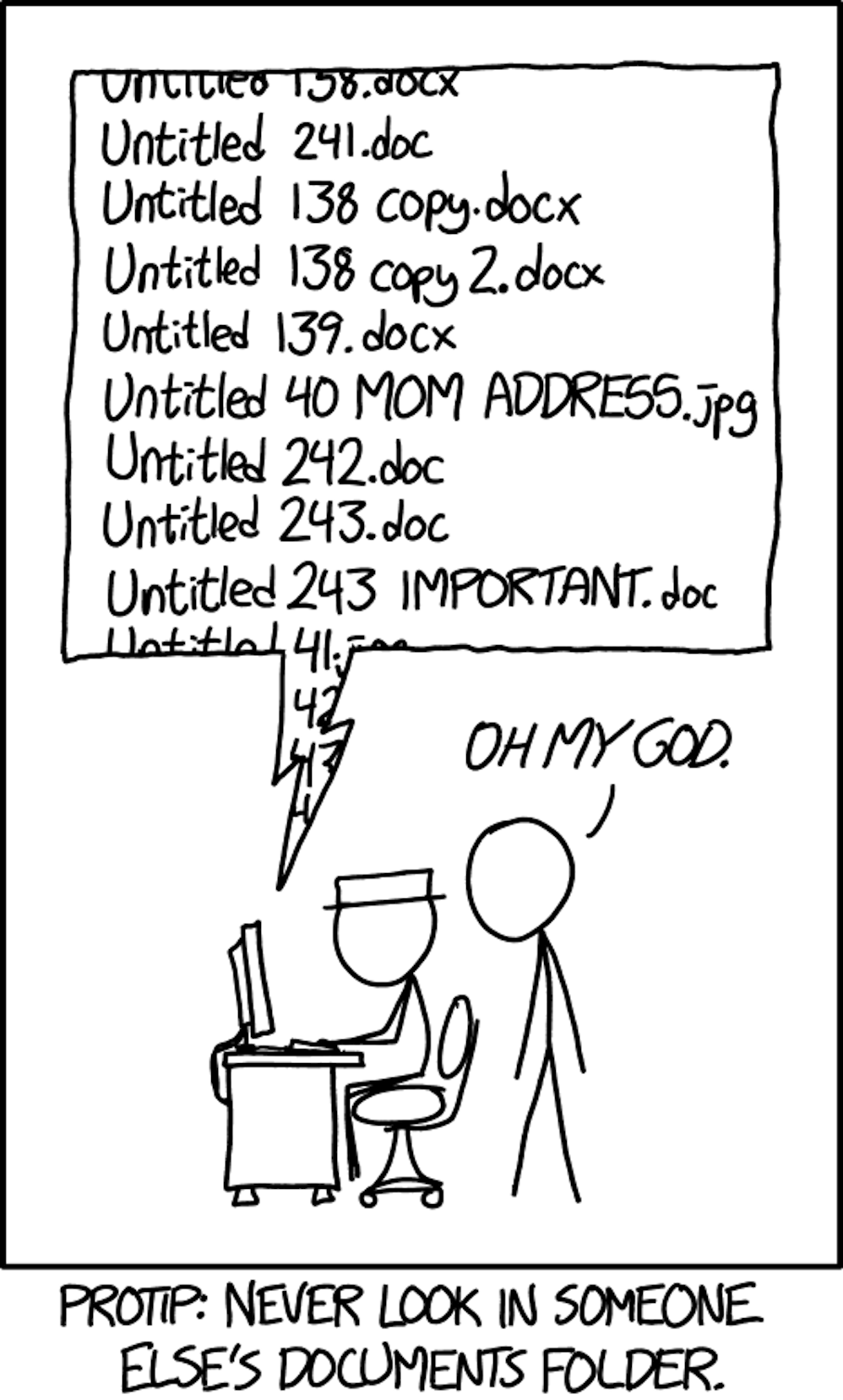 Poor file management creates chaos! By xkcd (https://xkcd.com/1459). Shared under CC BY-NC 2.5